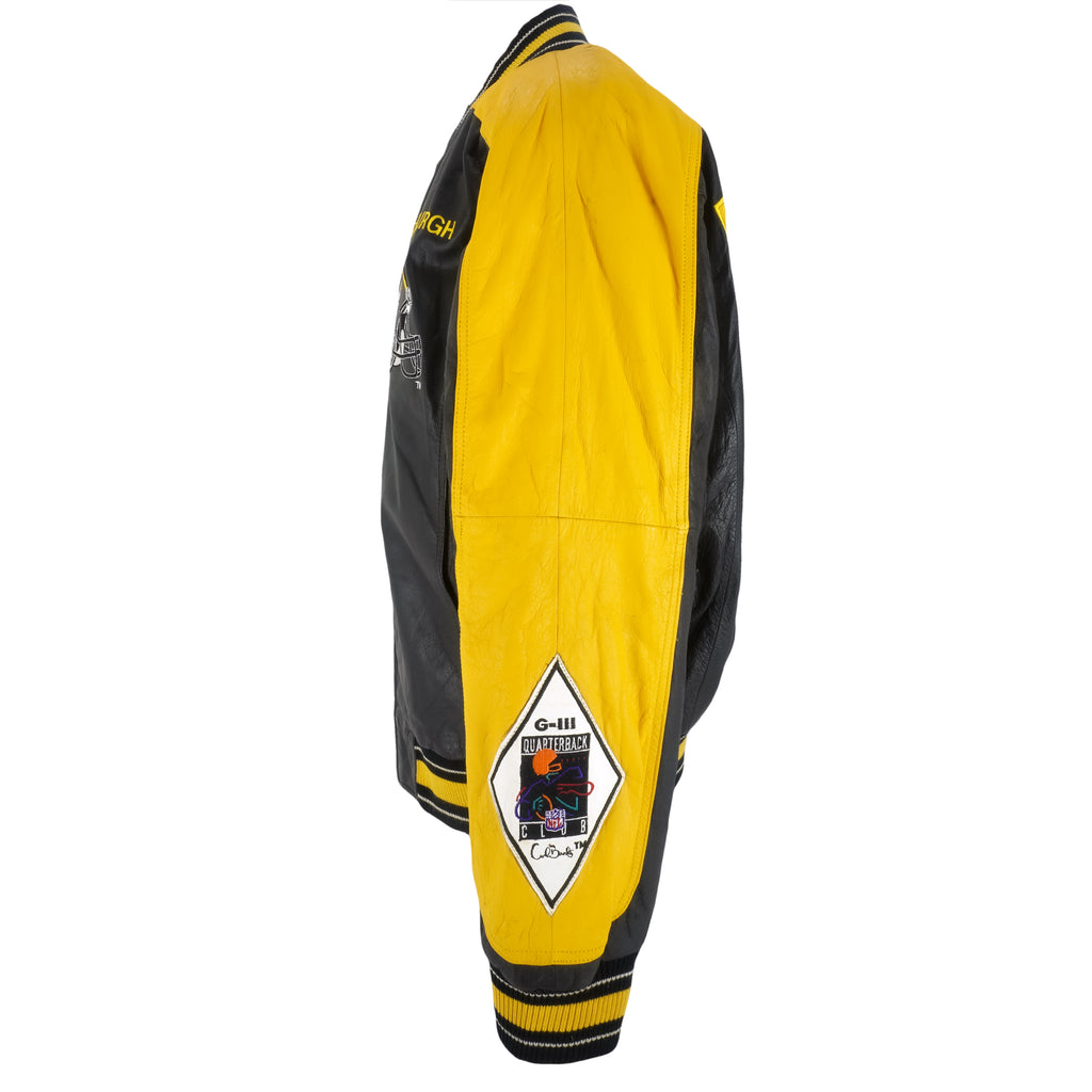 NFL (GIII) - Pittsburgh Steelers Leather Jacket 1990s Medium Vintage Retro