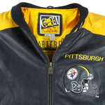 NFL (GIII) - Pittsburgh Steelers Leather Jacket 1990s Medium Vintage Retro Football