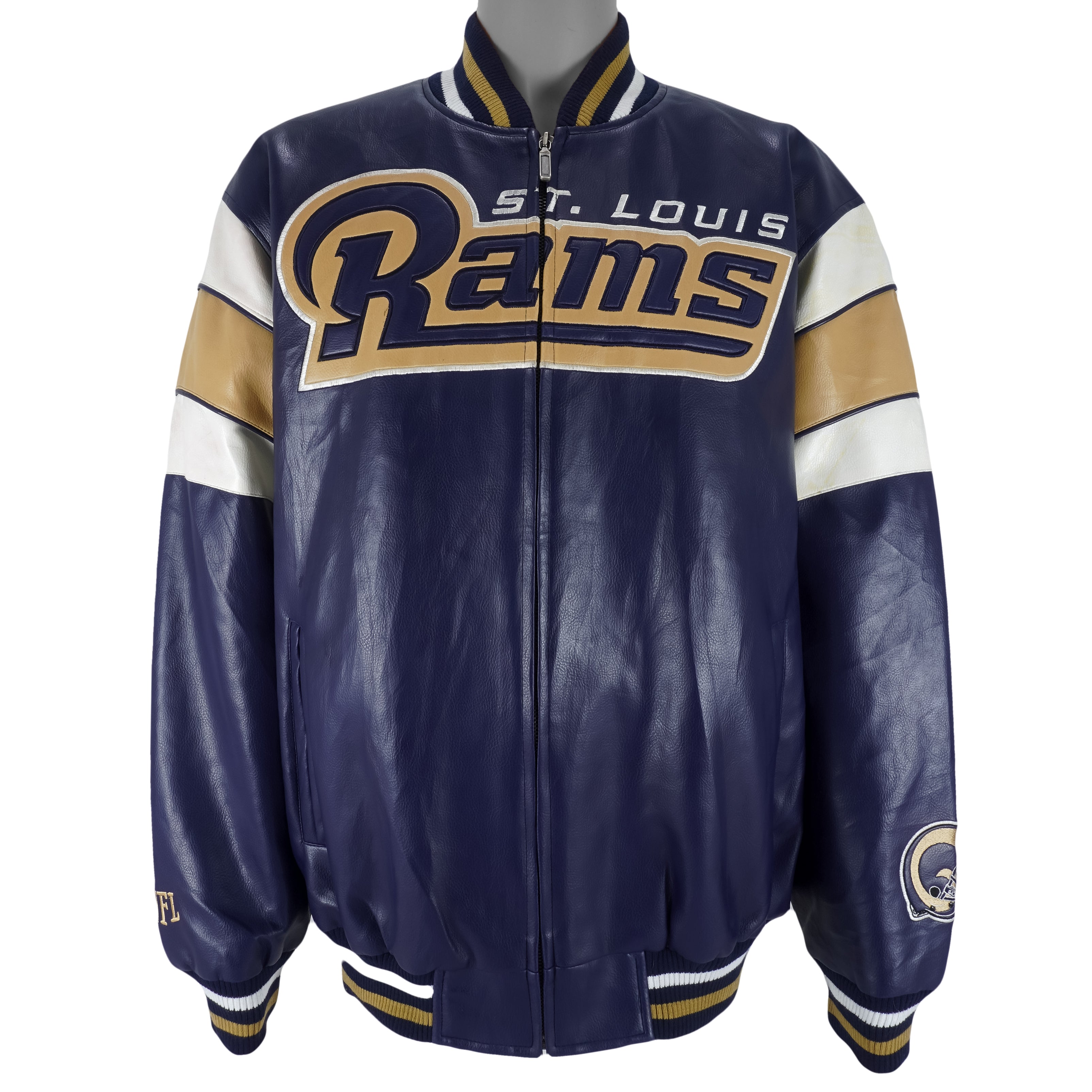 NFL St Louis Rams Black/Blue/Yellow Leather Jacket Large