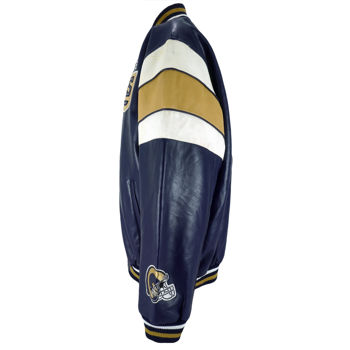 NFL - St. Louis Rams Big Logo Faux Leather Jacket 1990s X-Large Vintage Retro Football