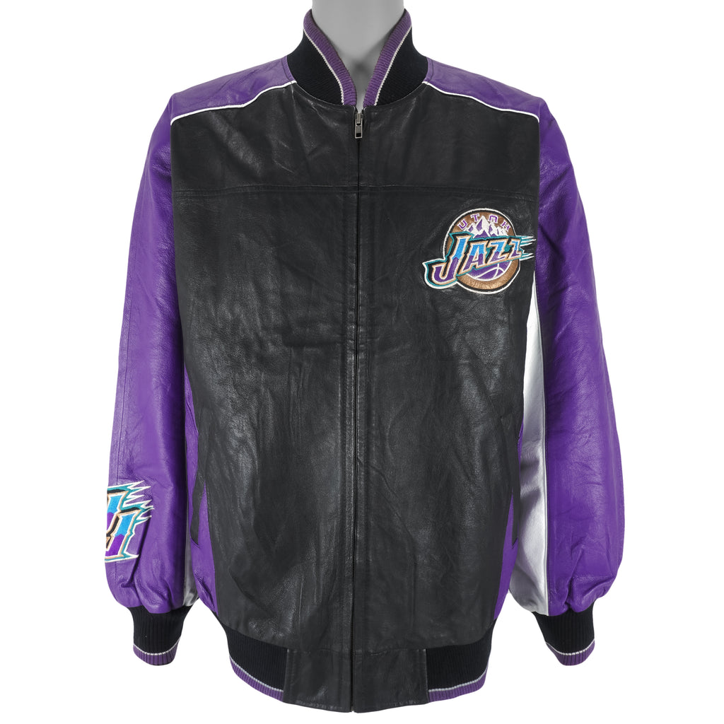 NBA - Utah Jazz Spell-Out Leather Jacket 1990s Large