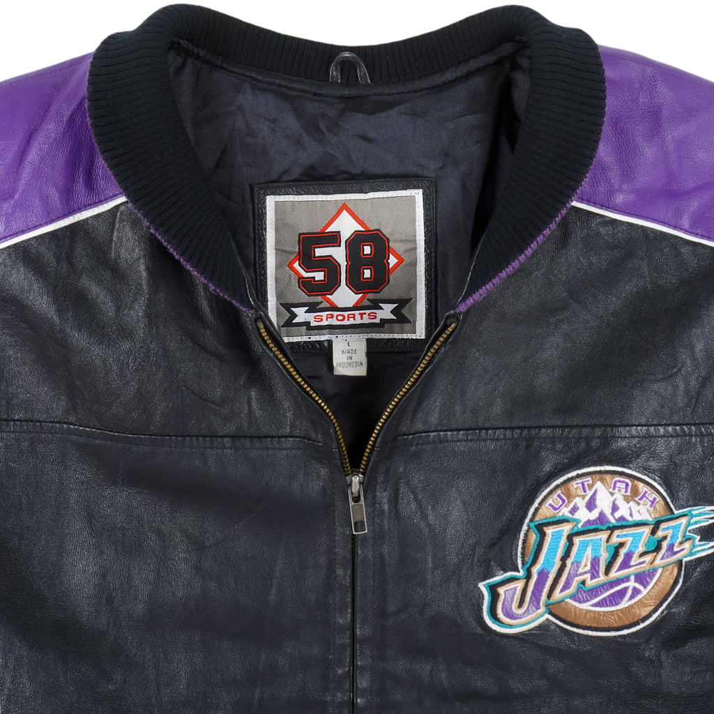 NBA - Utah Jazz Spell-Out Leather Jacket 1990s Large