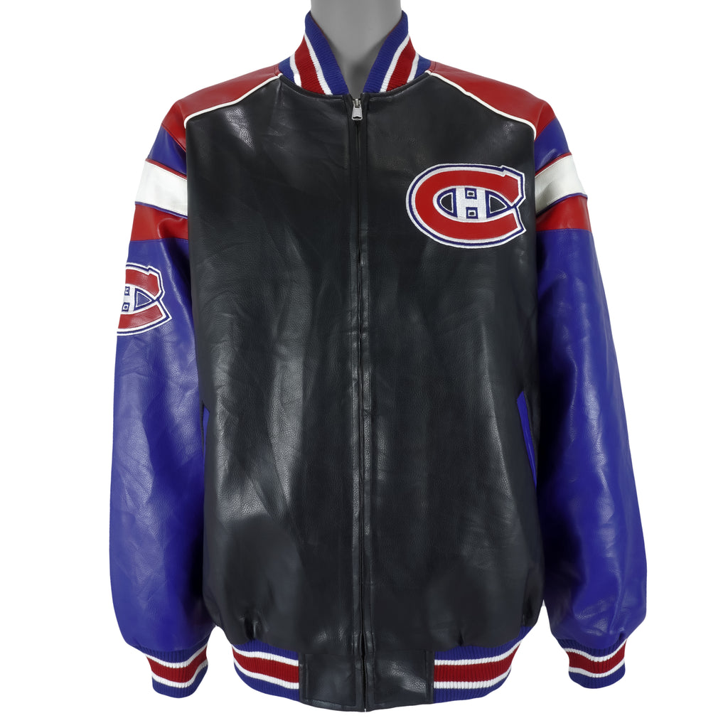 NHL (GIII) - Montreal Canadiens Faux Leather Jacket 1990s X-Large Vintage Retro Hockey