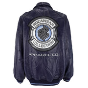 Rocawear - Blue Spell-Out Zip-Up Leather Jacket 1999 XX-Large Vintage Retro