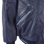 Rocawear - Blue Spell-Out Zip-Up Leather Jacket 1999 XX-Large Vintage Retro