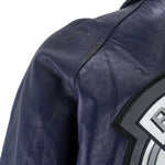 Rocawear - Blue Spell-Out Zip-Up Leather Jacket 1999 XX-Large Vintage Retro