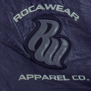 Rocawear - Blue Spell-Out Zip-Up Leather Jacket 1999 XX-Large Vintage Retro