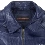 Rocawear - Blue Spell-Out Zip-Up Leather Jacket 1999 XX-Large Vintage Retro