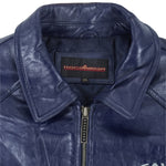 Rocawear - Blue Spell-Out Zip-Up Leather Jacket 1999 XX-Large Vintage Retro