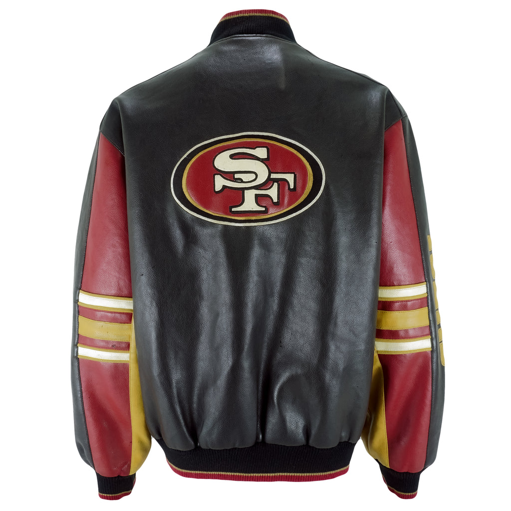 NFL - San Francisco 49ers Faux Leather Jacket 1990s Large Vintage Retro Football