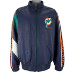 NFL (Pro Player) - Miami Dolphins Big Logo Leather Jacket 1990s X-Large Vintage Retro Football