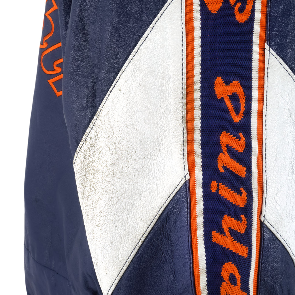 NFL (Pro Player) - Miami Dolphins Big Logo Leather Jacket 1990s X-Large Vintage Retro Football