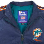 NFL (Pro Player) - Miami Dolphins Big Logo Leather Jacket 1990s X-Large Vintage Retro Football