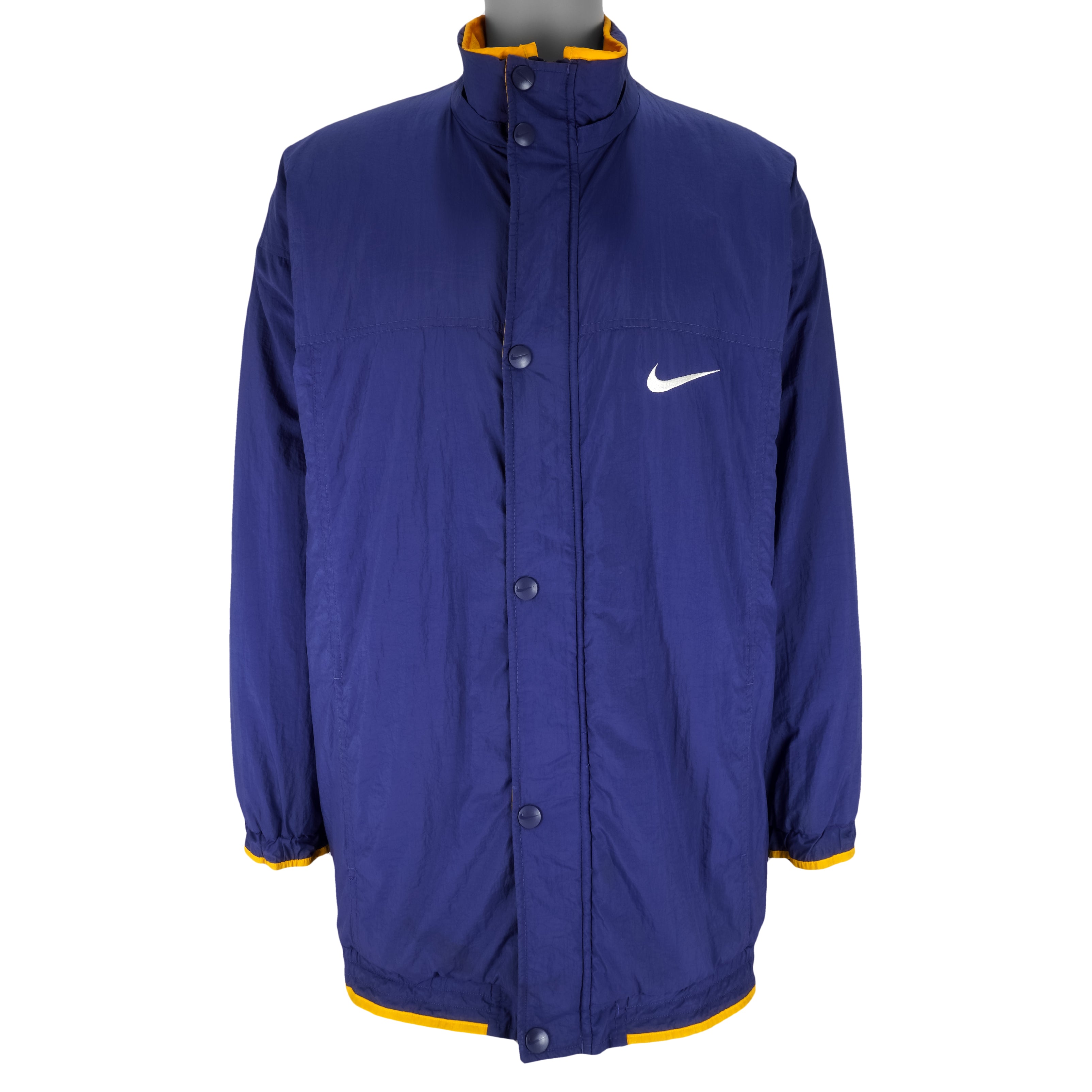 Nike - Blue with Yellow Spell-Out Jacket 1990s X-Large Vintage Retro