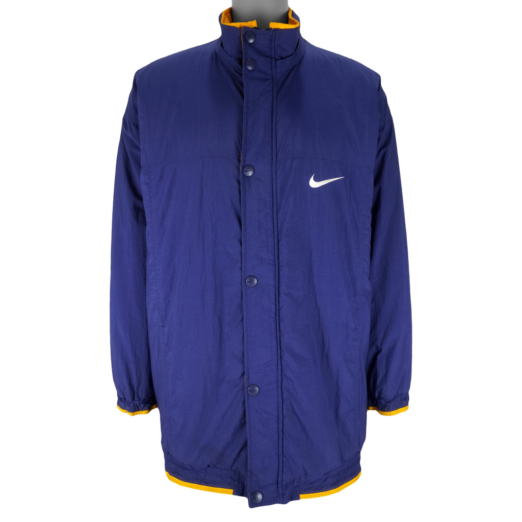 Nike - Blue with Yellow Spell-Out Jacket 1990s X-Large Vintage Retro