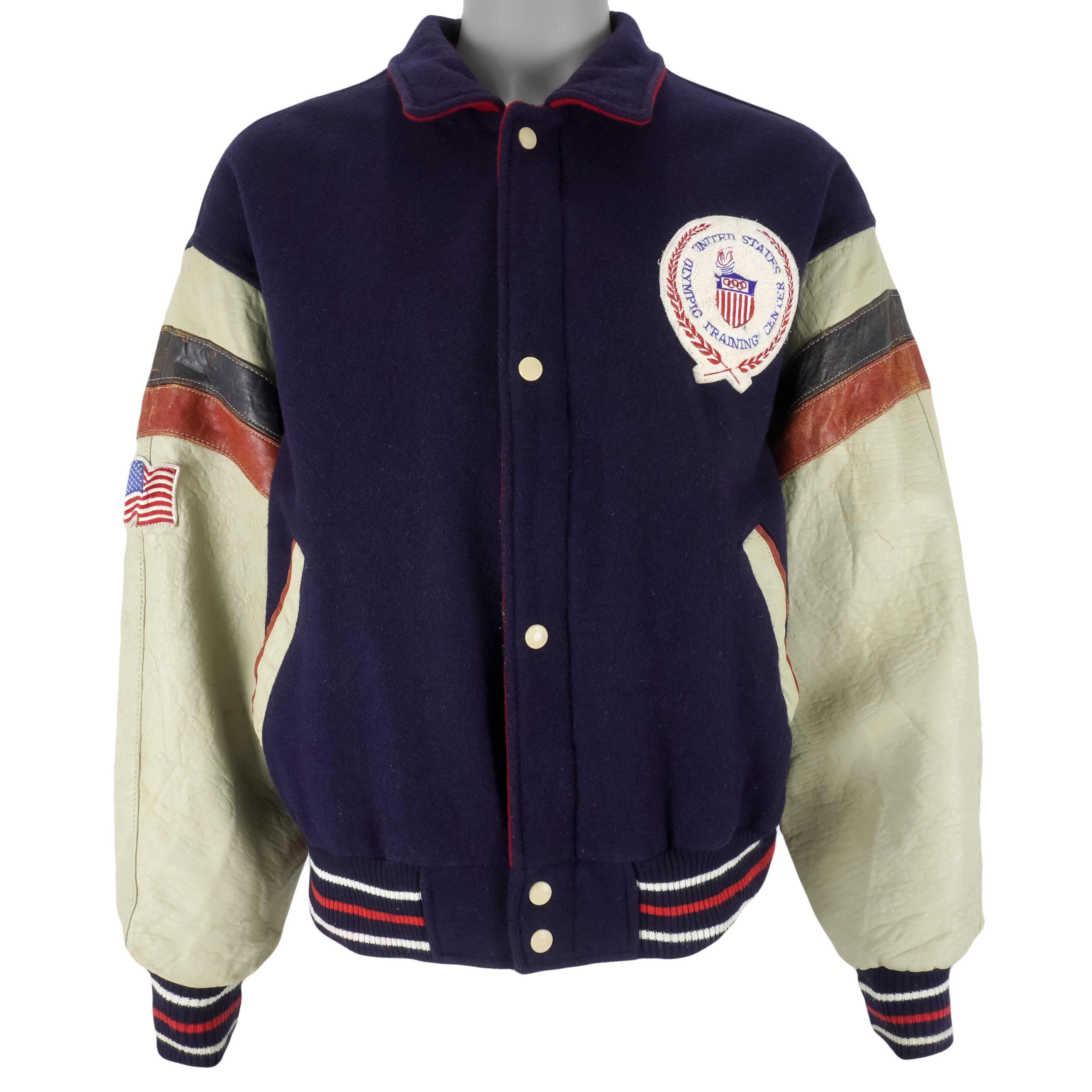 Vintage- USA Olympic Training Center Leather Jacket 1996 X-Large Vintage Retro