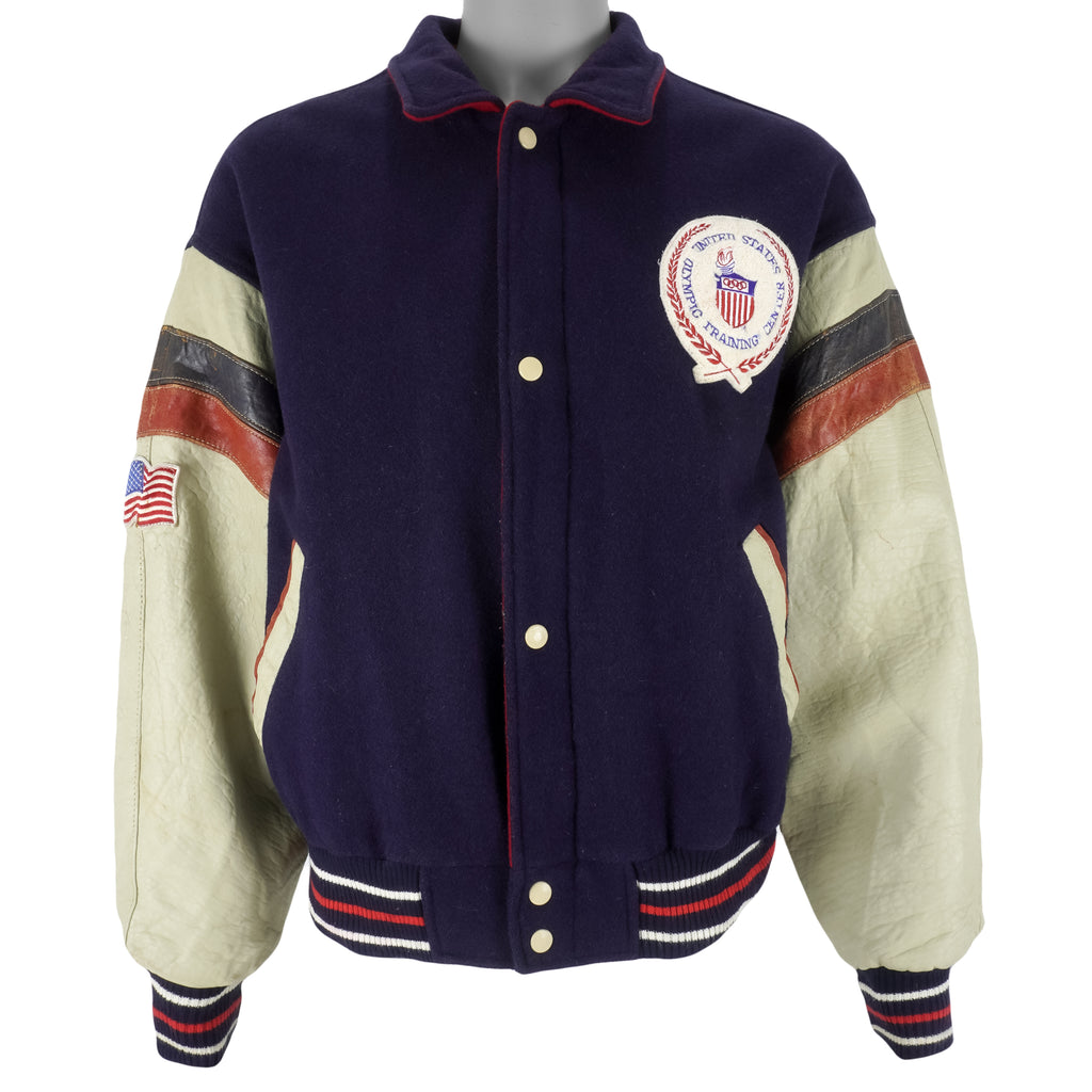 Vintage- USA Olympic Training Center Leather Jacket 1996 X-Large Vintage Retro