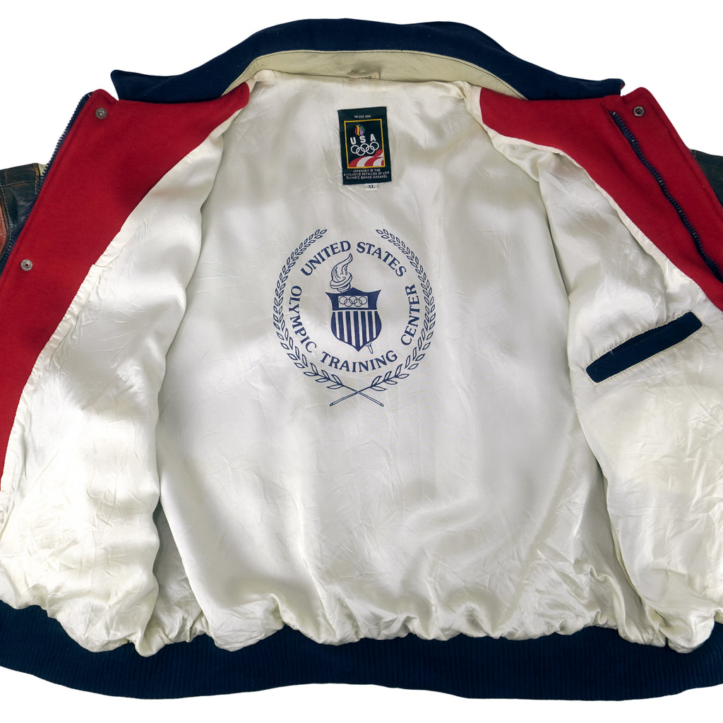 Vintage- USA Olympic Training Center Leather Jacket 1996 X-Large Vintage Retro