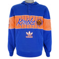 Adidas - New York Knicks Blue Hooded Sweatshirt 1990s Medium Vintage Retro Basketball