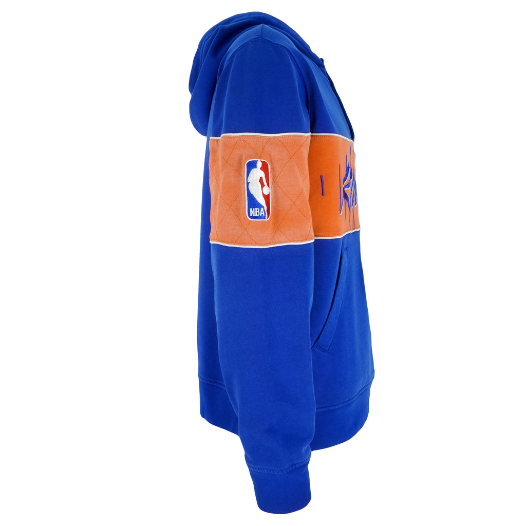 Adidas - New York Knicks Blue Hooded Sweatshirt 1990s Medium Vintage Retro Basketball