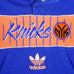 Adidas - New York Knicks Blue Hooded Sweatshirt 1990s Medium Vintage Retro Basketball