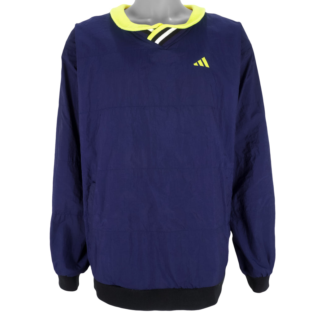 Adidas - Blue Embroidered Pullover1990s Large Vintage Retro