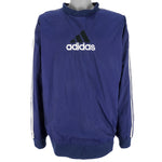 Adidas - Blue Embroidered Pullover Windbreaker 1990s X-Large