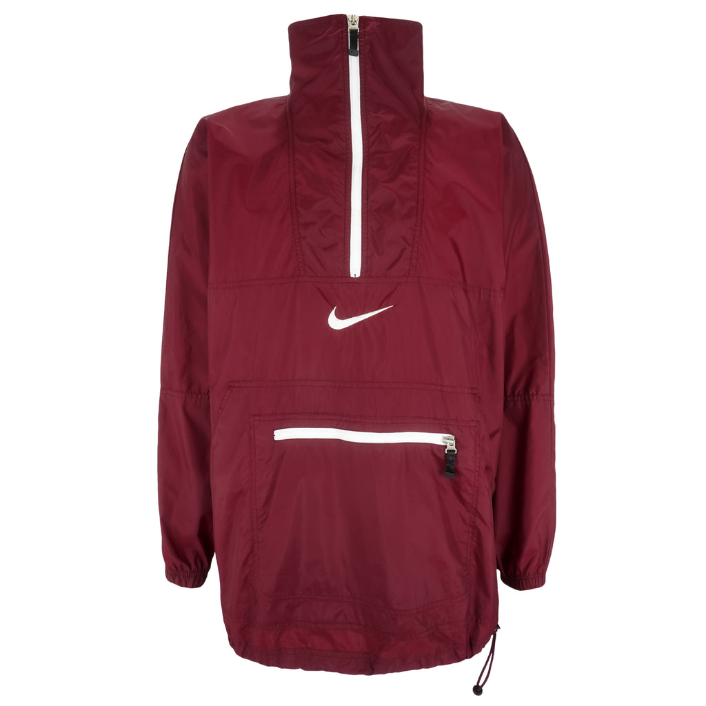 Nike - Red 1/4 Zip Windbreaker 1990s Large Vintage Retro