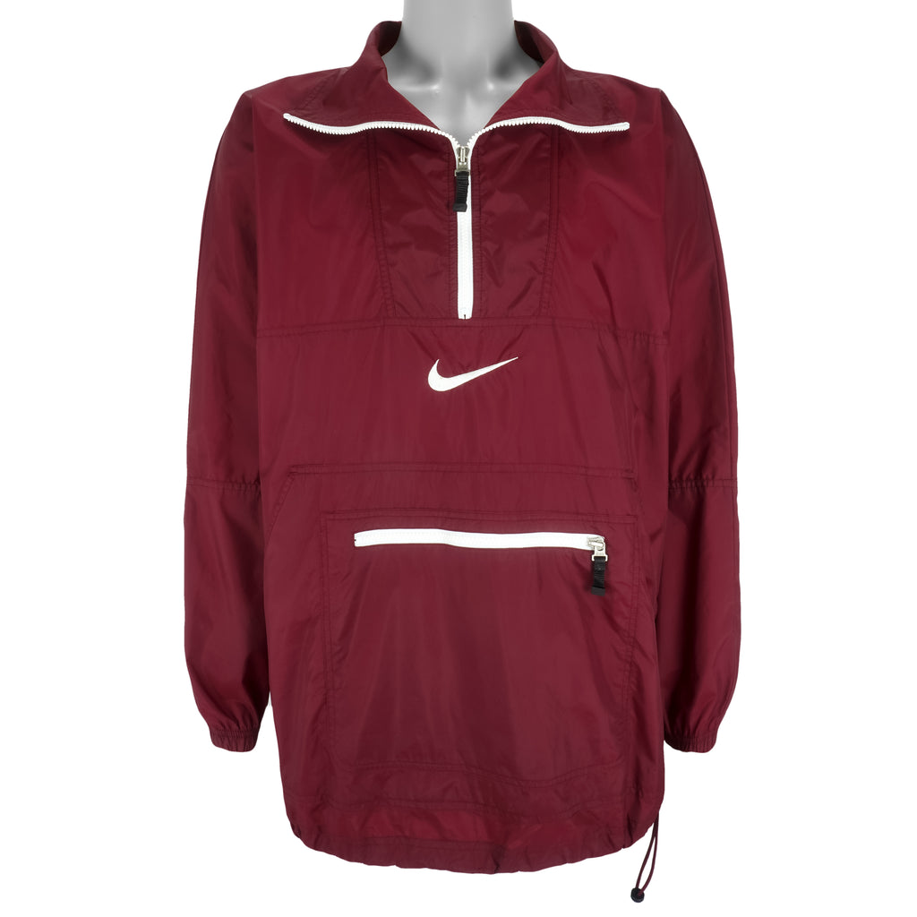 Nike - Red 1/4 Zip Windbreaker 1990s Large Vintage Retro