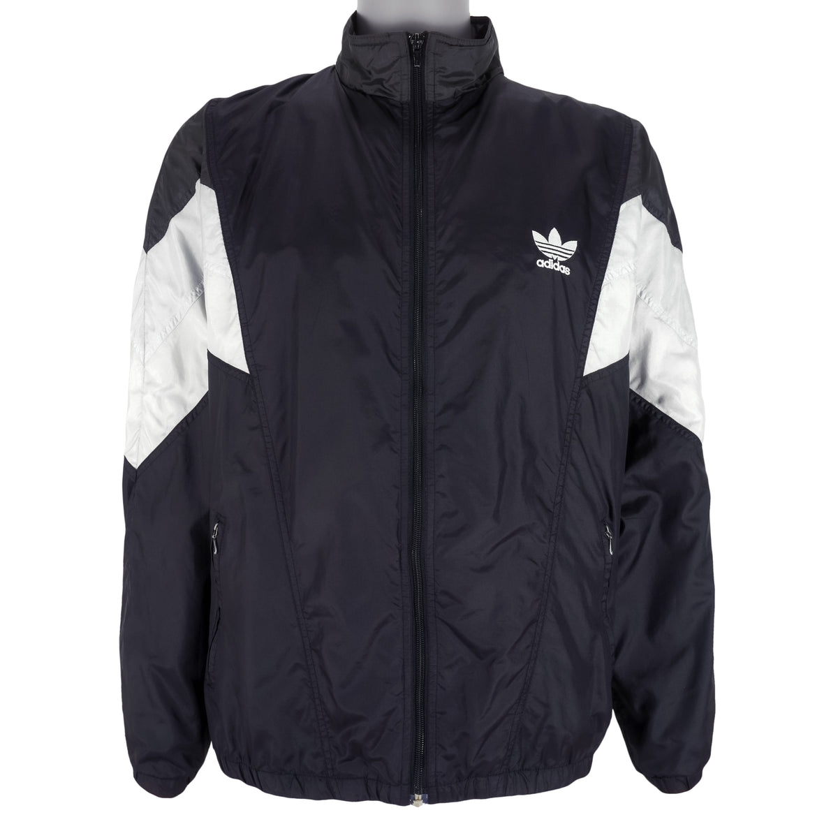 Adidas - Black & White Windbreaker 1990s Large Vintage Retro