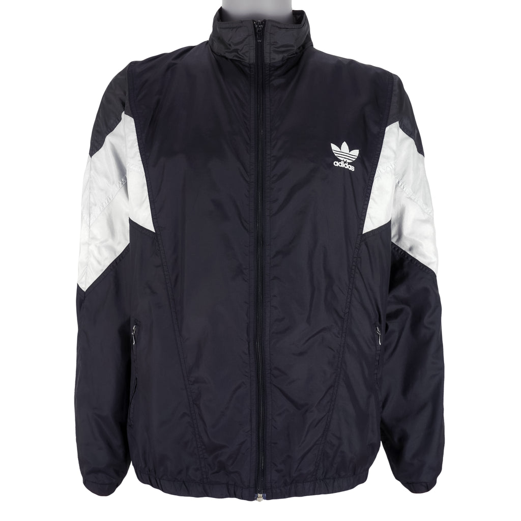 Adidas - Black & White Windbreaker 1990s Large Vintage Retro