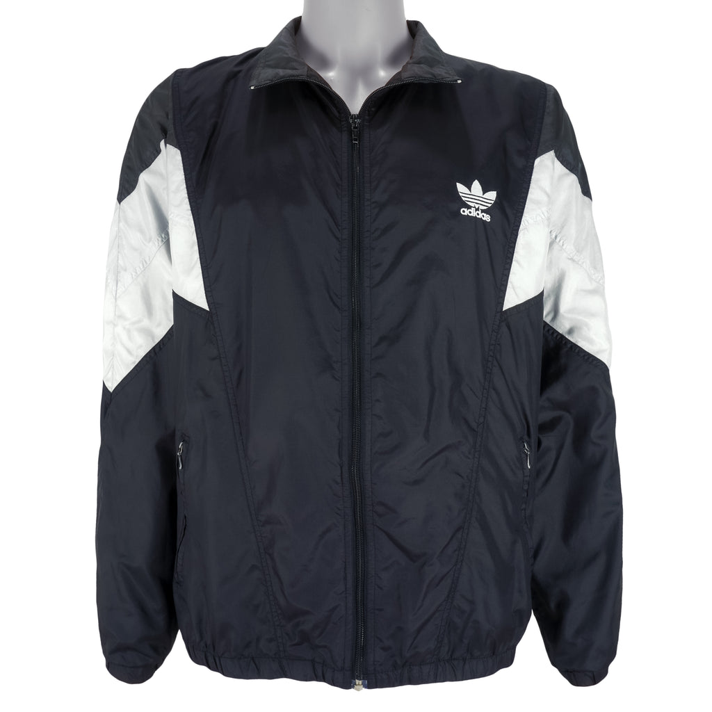 Adidas - Black & White Windbreaker 1990s Large Vintage Retro