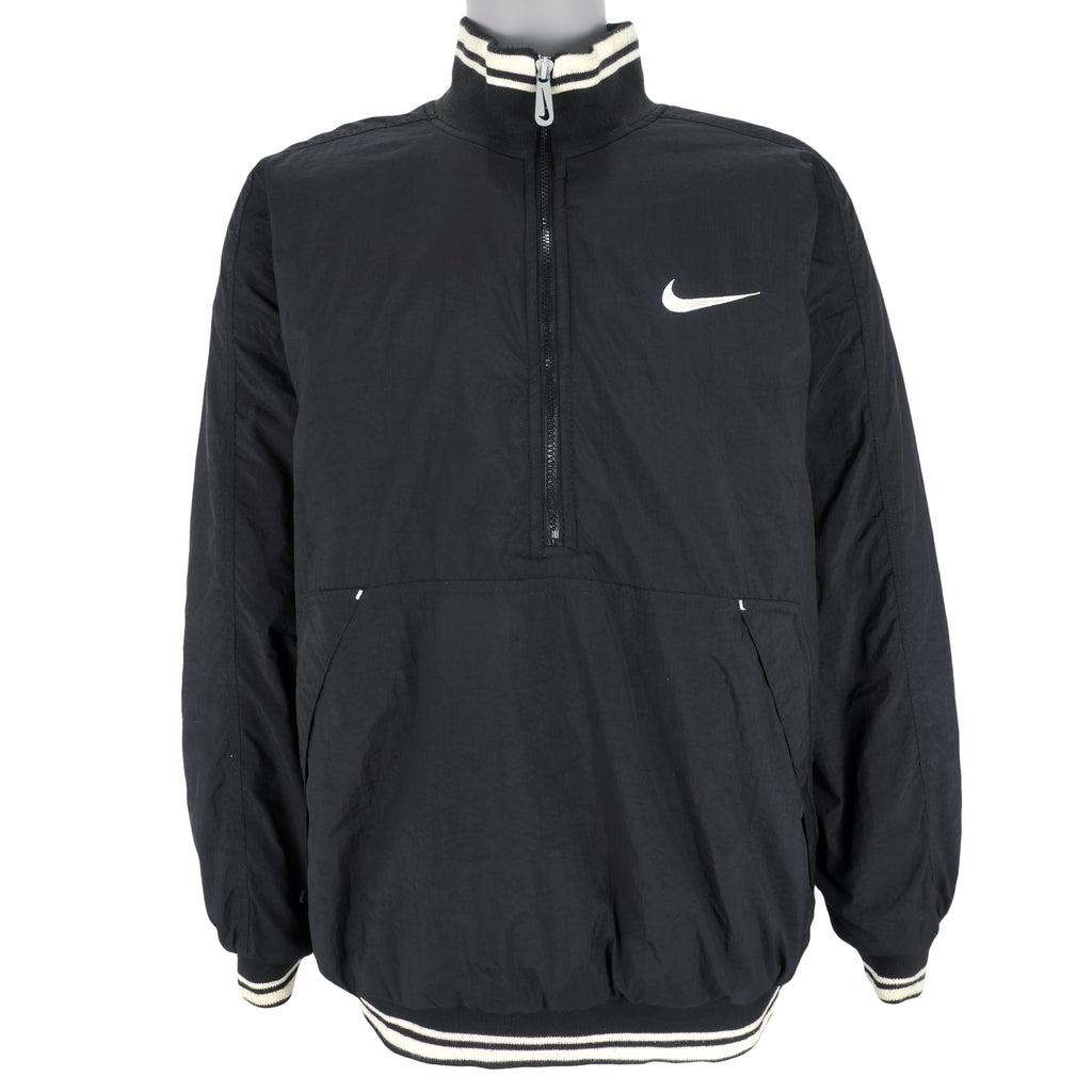 Nike - Black Big Logo Pullover Windbreaker 1990s X-Large Vintage Retro