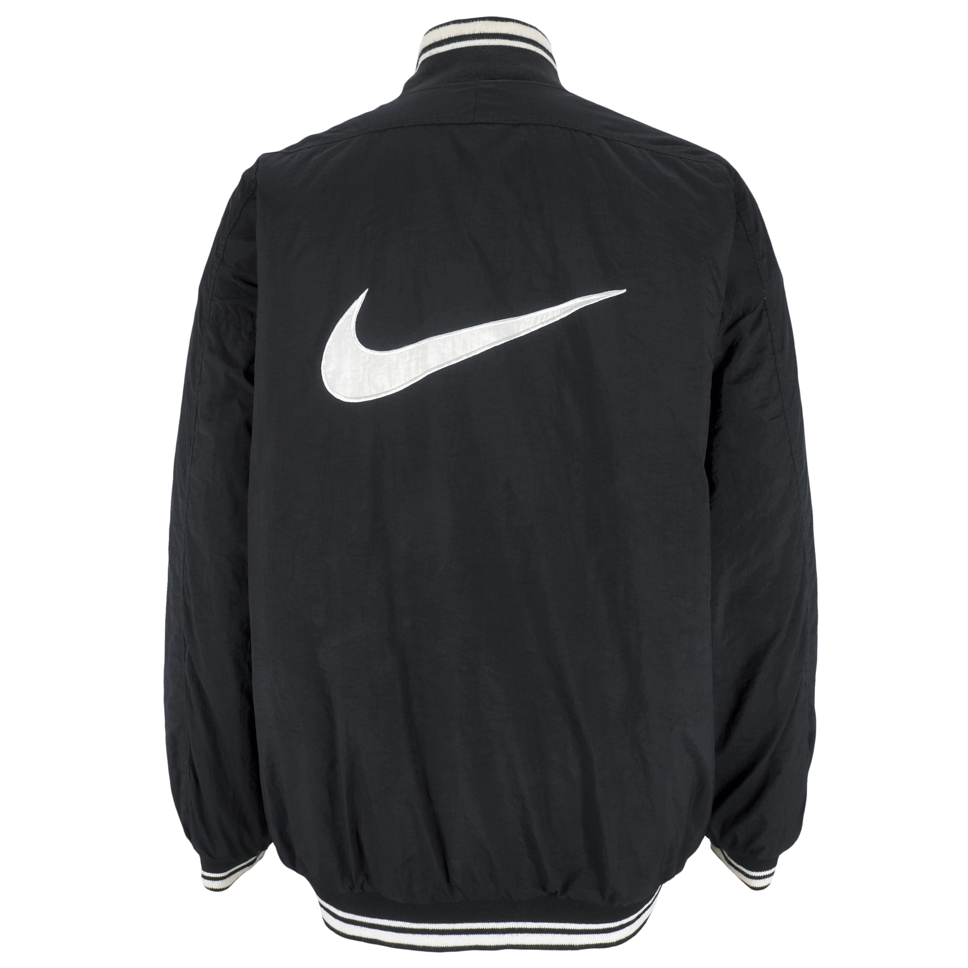 Nike - Black Big Logo Pullover Windbreaker 1990s X-Large Vintage Retro