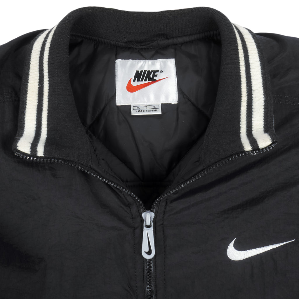 Nike - Black Big Logo Pullover Windbreaker 1990s X-Large Vintage Retro