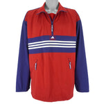 Adidas - Blue & Red 1/4 Zip Pullover Windbreaker 1990s X-Large Vintage Retro