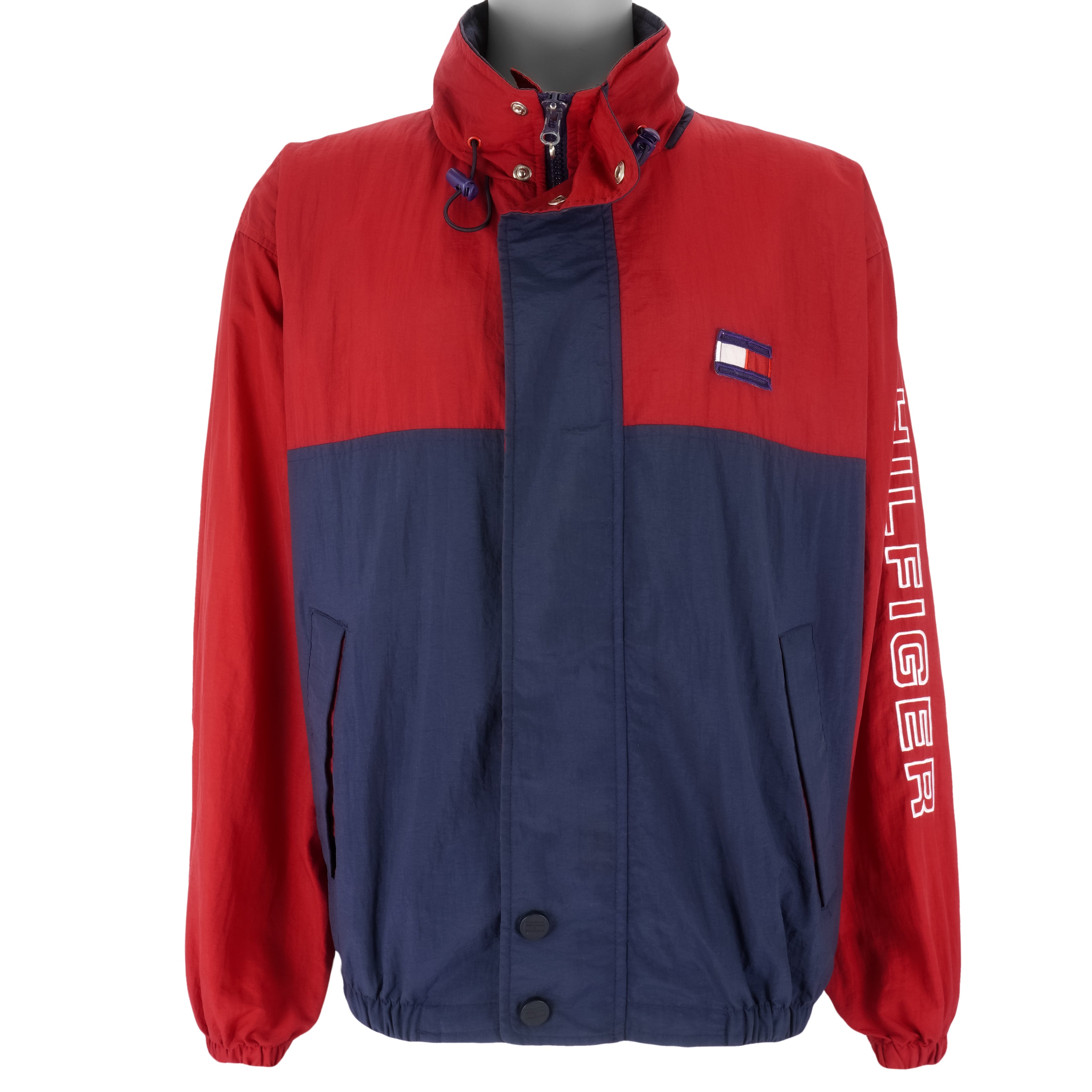 Tommy Hilfiger - Blue & Red Big Logo Jacket 1990s X-Large Vintage Retro