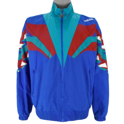Adidas - Blue & Red Colorblock Windbreaker 1990s Medium