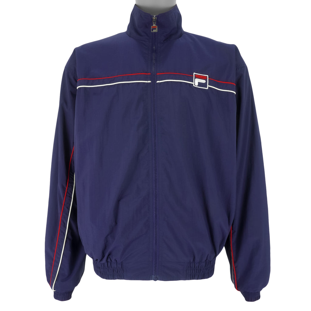 FILA - Dark Blue Zip-Up Jacket 1990s Medium Vintage Retro