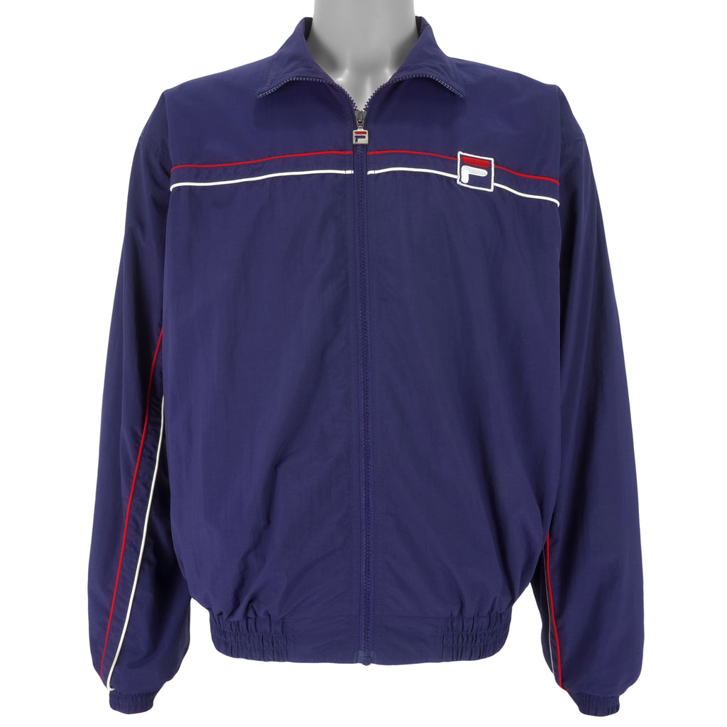 FILA - Dark Blue Zip-Up Jacket 1990s Medium Vintage Retro