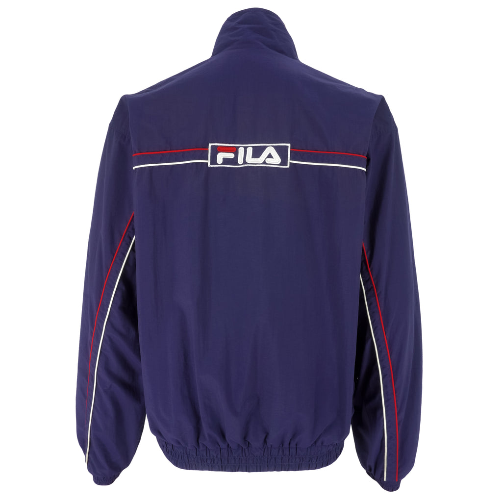 FILA - Dark Blue Zip-Up Jacket 1990s Medium Vintage Retro