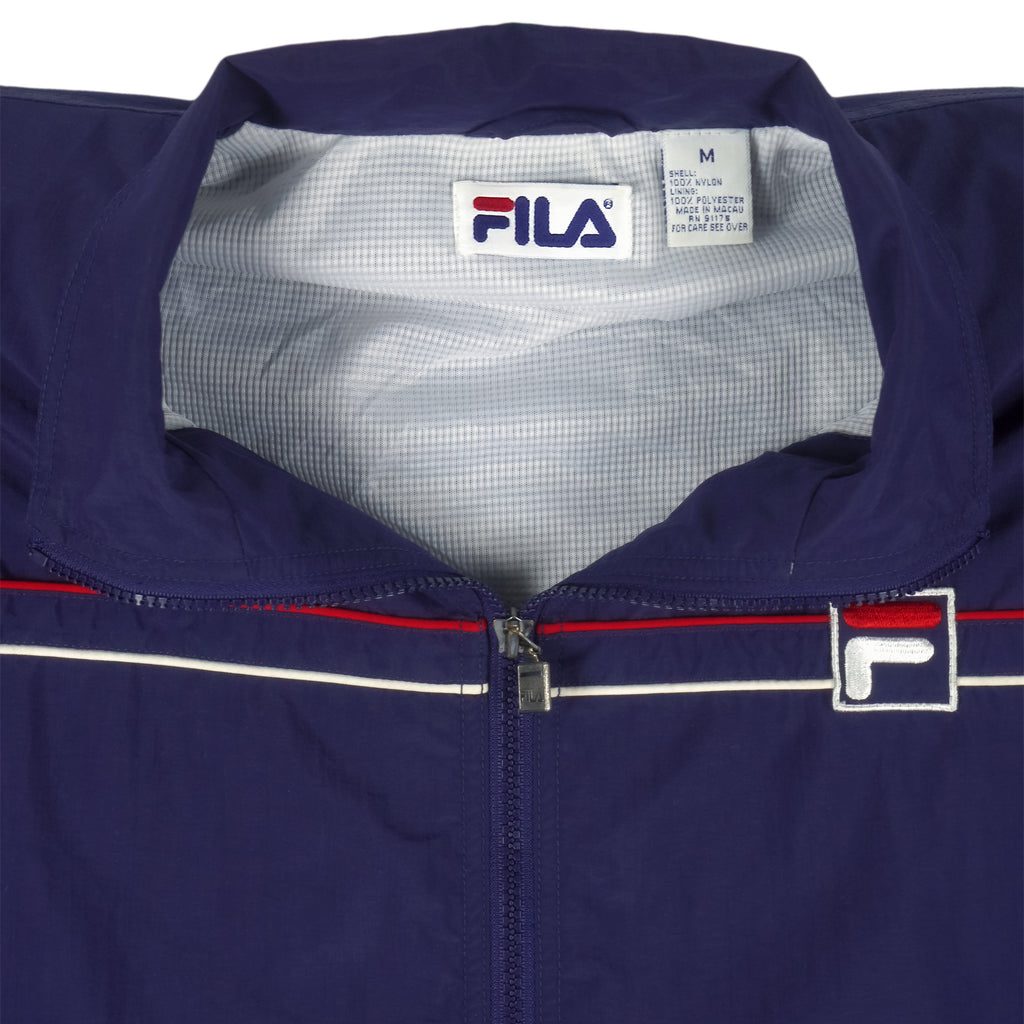 FILA - Dark Blue Zip-Up Jacket 1990s Medium Vintage Retro