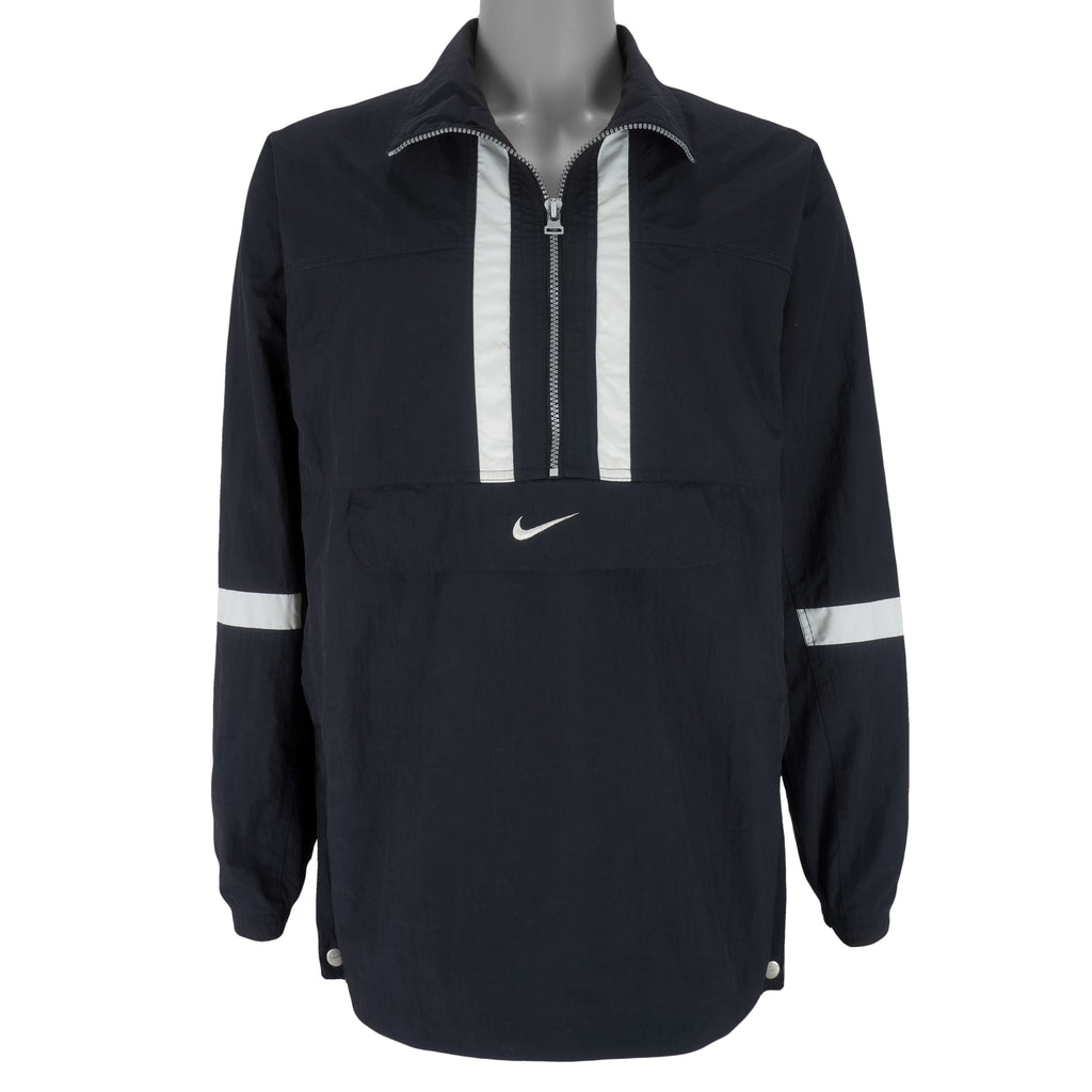 Nike - Black 1/2 Zip Windbreaker 1990s Medium Vintage Retro