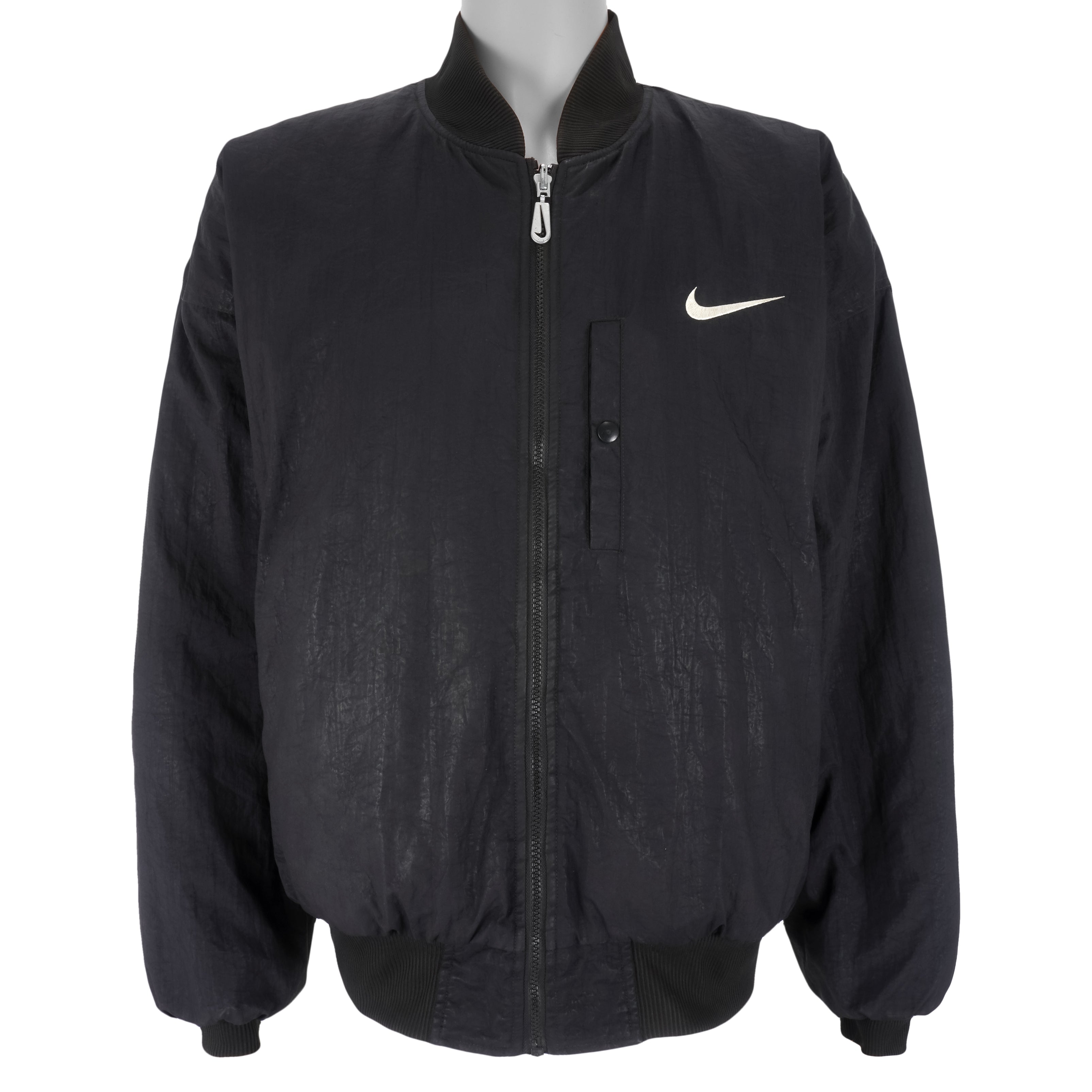 Nike - Black Zip-Up Reversible 1990s Large Vintage Retro