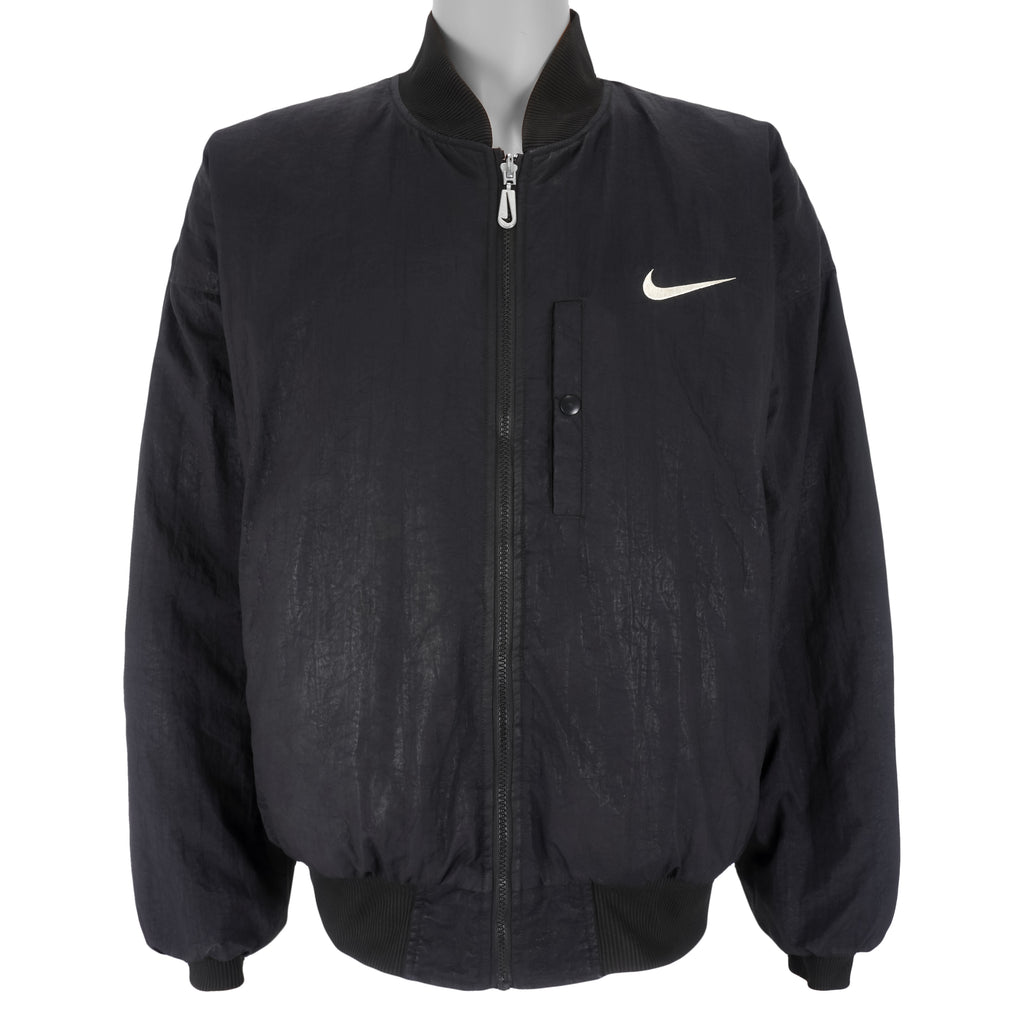 Nike - Black Zip-Up Reversible 1990s Large Vintage Retro