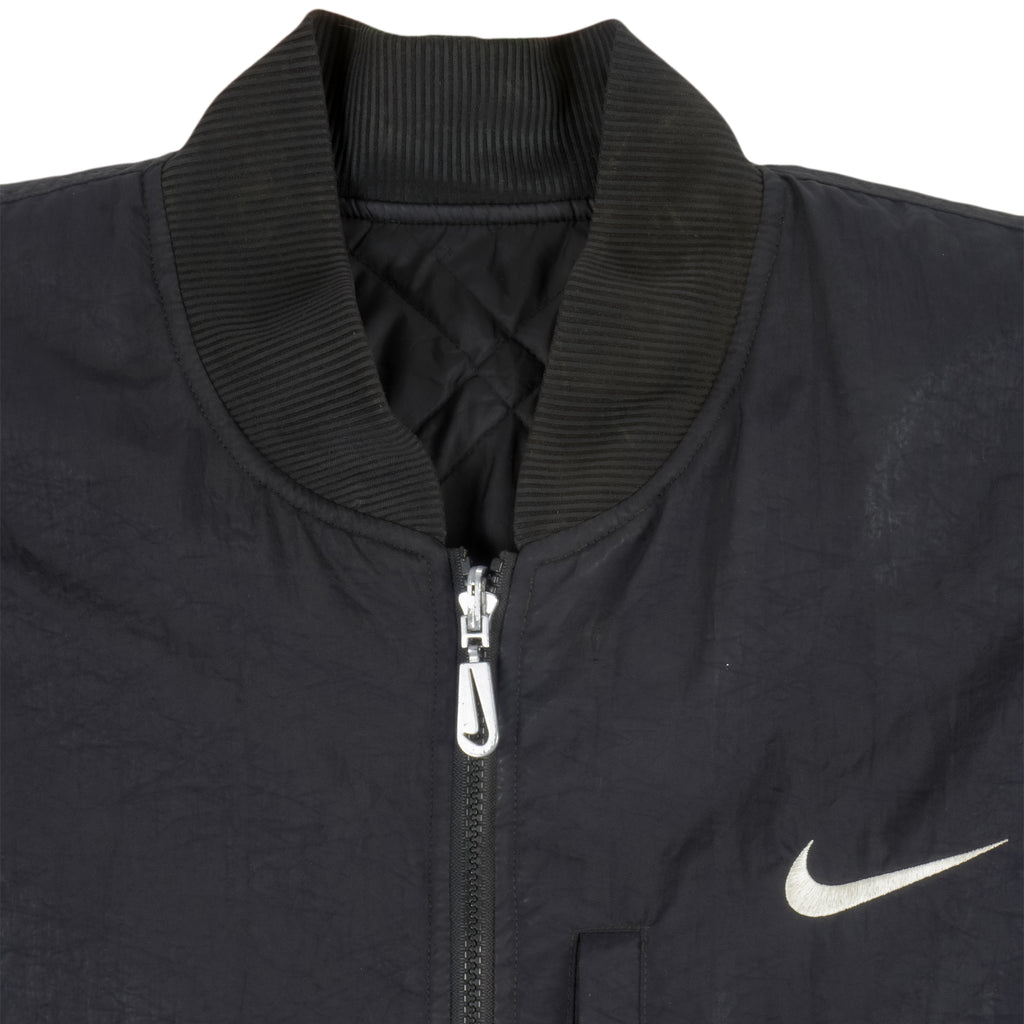 Nike - Black Zip-Up Reversible 1990s Large Vintage Retro
