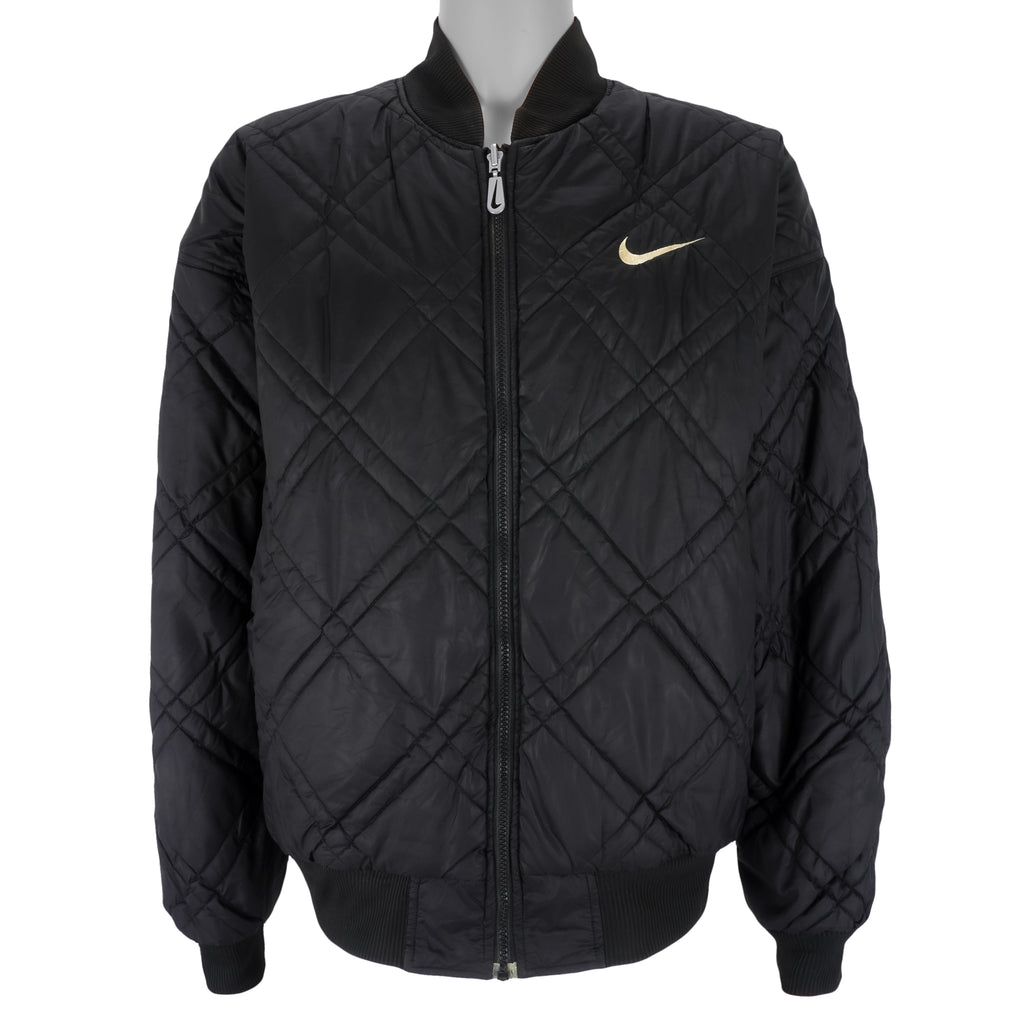 Nike - Black Zip-Up Reversible 1990s Large Vintage Retro