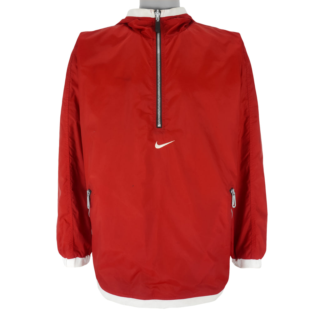 Nike - Red & Grey 1/2 Zip Reversible Jacket 1990s Large Vintage Retro