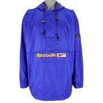 Reebok - Blue 1/2 Zip Hooded Windbreaker 1990s X-Large