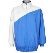 Lacoste - Blue & White Zip-Up Windbreaker 1990s X-Large Vintage Retro